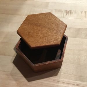 Hexagonal teak wood box